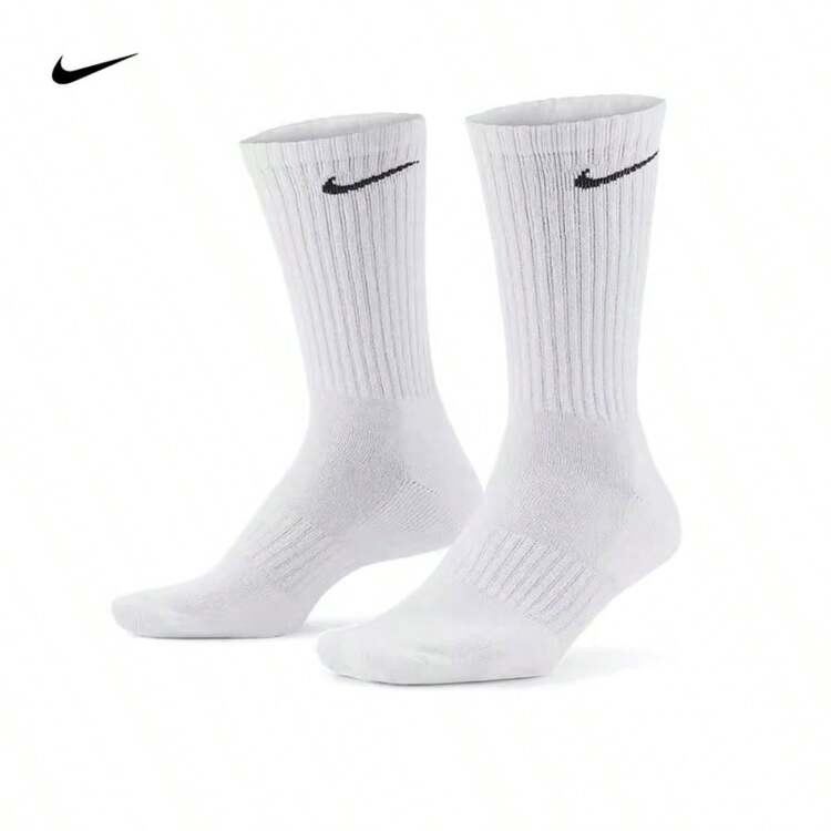 3 đôi tất thể thao cao cổ NIKE, unisex, đế dày bằng vải bông, thoáng khí, phù hợp cho mọi mùa, màu trắng SX7664-100, màu đen SX7664-010 - Vớ trắng SX7664-100 - Xem 5