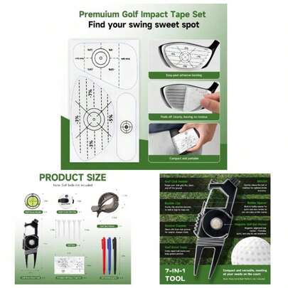 Essentials Kit Must Have Accessories - Green Reader, Divot Repair, Ball Marker, Score Counter, Tee Holder, Impact Tape, Gifts Men