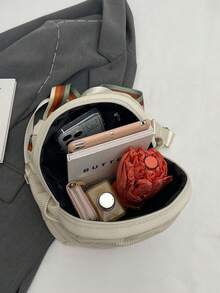 Casual Minimalist Backpack Design Cute Crossbody Bag, Korean Style - Beige - View 6