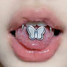 钛钢蝴蝶舌钉，朋克风蝴蝶舌环