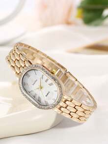 3件套不锈钢表带女士腕表，经典方形表盘，优雅百搭，镶嵌锆石石英机芯，适合日常佩戴、商务场合、聚会等各种场合。 - 彩色 - 查看 6