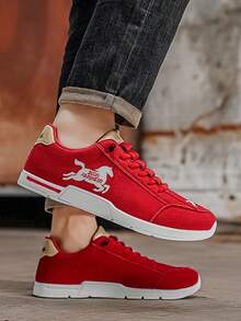 Giày thể thao nam slip-on đa năng phiên bản giới hạn năm Ngựa 2026, đế mềm, kiểu dáng casual. - Đỏ - Xem 7