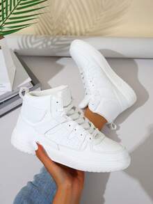 2026 New Women's White High-Top Casual  Boots, Work Boots ,Winter Boots,Waterproof Hiking Boots, High-Cut Lace-Up Boots, Outdoor Shoes, Festival Gift, Birthday Gift,Couples,Valentine's Day Gift - 白色 - 查看 4