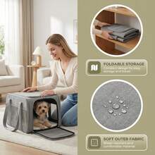 Transportín plegable de material suave apto para gatos y perros pequeños - Transpirable, resistente a arañazos, impermeable, fácil de limpiar, ligero y portátil, con correa de hombro desmontable, apto para uso en coche/viaje/avión/hogar - Multicolor - Ver 2