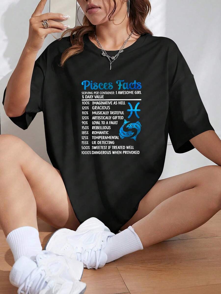 Pisces-Facts-Pisces-Zodiac-Sign-Pisces-Horoscope-T-Shirt - 黑色6 - 查看 1