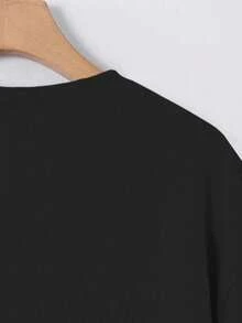 1976 Retro T-Shirt With Cassette Tape Print, Cotton, Casual, Vintage, 49th Anniversary Gift, Black - 黑色 - 查看 2