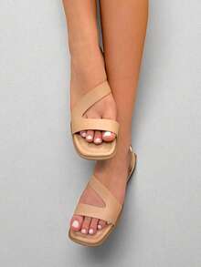 Women's Comfortable Flat Sandal For Summer, Gold Color - 乾枯玫瑰色 - 查看 4