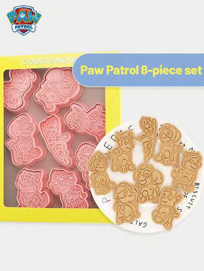  8 Stücke Paw Patrol Weihnachts-Ausstechformen Set, cartoon Weihnachtskugel-förmige Fondant-Keks-Backformen, 3D-Pressen Werkzeuge, Weihnachtsdekoration, Weihnachtsgeschenke, Weihnachtsdeko