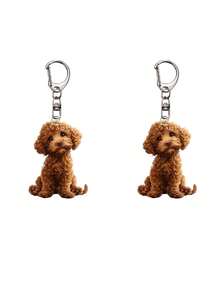 可爱卷毛泰迪熊包包挂饰 - 棕色,圣诞树装饰,萌萌的亚克力狗狗造型挂件,轻巧亚克力吊坠,适用于钱包、背包、汽车、家居 - 无需电源,宠物爱好者礼物,汽车配件,趣味装饰,光滑质感,2D平面,户外装饰,派对礼品,礼物,纪念品,完美的返校礼物 - 彩色 - 查看 14