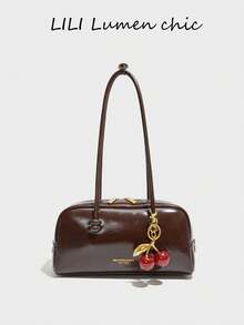 This Fashionable And Classic Shoulder Bag Features A Solid Color Design With A Letter Graphic, And Comes With Dual Handles, Making It Very Suitable For Daily Use And Travel. Whether For Work, Shopping, Or Dating, It Is The Ideal Choice For Your Everyday Outings. - Coffee - View 7