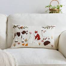 1件复活节兔子刺绣抱枕套，春季农场动物抱枕套，适合室内装饰，春夏装饰抱枕套，不含枕芯 - 彩色 - 查看 11