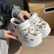 Summer New Sweet Pearl Chain Hollow Sandals, Super Thick Bottom Increase Height Women Beach Comfortable Casual Hollow Shoes - White - View 4