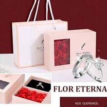 Conjunto de Regalo Rosa Eterna para de  con Flor Eterna,Anillo de Diamantes de Hombre,Regalos Romntico para Bodas,Pap,Pareja,Cumpleaos,Aniversario,San Valentn,Navidad