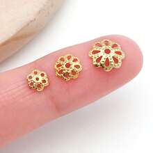 30pcs 18K Gold Plated Flower Bead Caps Pretty Filigree Flower Brass Bead End Cap For DIY Craft Earrings Bracelets Necklaces Jewelry Crafts - Multicolor - View 4