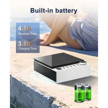 Reproductor de CD, Reproductor de CD portátil con batería recargable de 4000mAh, Reproductor de CD compacto con estilo retro, Reproductor de CD de escritorio - Blanco - Ver 4