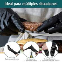 CYPN100 Guantes de Nitrilo Vinil de Alta Calidad Color Negro + 4 Guantes Gruesos + 1 Delantal - Sin Látex Sin Polvo Diseño Ambidiestro Ajuste Perfecto Desechables y ResistentesFashion - 224424374 - Ver 6