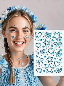 1 Tờ gồm khoảng 350 miếng dán đá hình ngôi sao và trái tim - Phong cách Y2K, Ngày Valentine, Năm mới, Âm nhạc, Ngày lễ - Đá trang trí mắt và mặt DIY - Màu đỏ, hồng, trắng, xanh dương, thích hợp cho biểu diễn khiêu vũ, tiệc tùng, cosplay sân khấu, đám cưới, hình xăm giả. - Nhiều màu - Xem 8