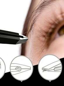 4PC Stainless Steel Slanted Tweezers Set Professional Precision Eyebrow Facial Hair Removal Tools For Women Men Travel Home Salon Use Hypoallergenic Rust Proof Beauty Essential Gift For Teen Girls Beginners Experts - 黑色 - 查看 8