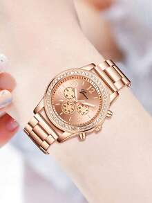 1Pc Women's Quartz Watch Fashionable, Elegant And Gorgeous Rhinestone Minimalist Digital Scale Retro Dial Used For Daily Wear Decoration Or Holiday Gifts For Mothers And Friends - Multicolor - View 8
