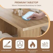 Huisuilinss Dining Room Table For 6-8,70.8" Kitchen Table With Storage,Modern Farmhouse Rectangular Dinner Tables For Dining Room Kitchen Living Room - Gỗ sồi - Xem 2