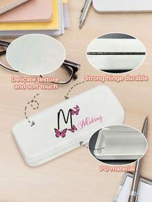 1 pieza Estuche personalizado para gafas con nombre, Estuche personalizado para gafas de sol, Estuche para gafas con letra personalizado (carcasa rígida), Regalo de cumpleaños personalizable, Regalo de Navidad - Blanco - Ver 3