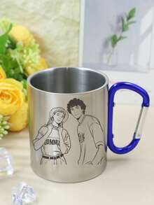 Custom Stainless Steel Travel Mug, Personalized Photo Cup For Daily Coffee Or Tea, A Thoughtful Valentine'S Day, Anniversary Gift, Customized Line Art Cartoon Picture Birthday Gift, Travel Essentials, Customizable, Unique Gift, Daily Necessities - Style B - View 7