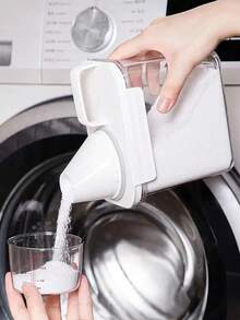 Dispensador reutilizable de detergente para la ropa de 1100/1800/2300ml, apto para detergente en polvo, suavizante, lejía, etc. Con etiquetas, apto para uso en dormitorios, puede contener líquido para la ropa, artículos de baño y decoración de habitaciones - Blanco - Ver 4