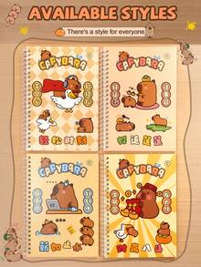 4本A5横线笔记本，水豚可爱便签本，60页厚纸螺旋装订，学习笔记，简约可爱作文簿，学生文具 - 彩色 - 查看 3