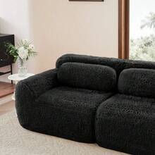 Sofas & Couches - Black + Plush + 2 Seat - View 10