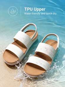 Women Water Sandals Comfortable Flat Sandals Beach Platform Dressy Summer Casual Walking Shoes - 白色 - 查看 3