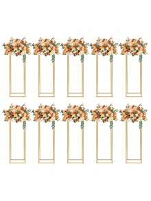 CNCEST 10 Pcs Gold Wedding Flower Centerpiece, Metal Flower Holder Flower Arrangement, Tall Geometric Centerpieces Vase For Table, Home Party Wedding Decorations Flower Rack(32in/80cm) - 32寸 - 查看 12