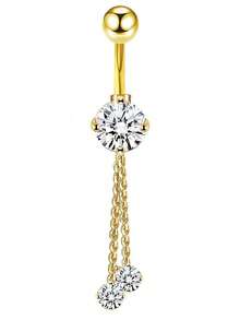 5pcs/Set Gold-Plated Curved Barbell, Belly Button Rings Set, Surgical Stainless Steel Inlaid Glitter Zirconia Heart, Flower, Butterfly Piercing Jewelry For Women, Daily Wear & Holiday Gift - Vàng vàng - Xem 10