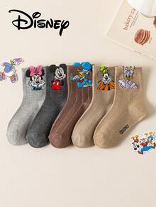 10/5 pares de calcetines infantiles de Disney, calcetines de verano para niños con diseños de la familia de Mickey Mouse y Princesas Disney, calcetines hasta el tobillo con diseño 3D de Minnie Mouse, calcetines de verano transpirables con diseños de dibujos animados coreanos para niños y estudiantes, calcetines de regalo para niños - Multicolor - Ver 3