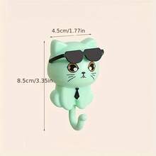 Rotating Glasses Cat Wall Hook - Cute Black Cat Adhesive Hook, Suitable For Keys, Coats, Fashion Glasses, No-Drill Adhesive Hook, Fun Cartoon Decoration, Can Bear 11.02 Pounds - Màu tím - Xem 6