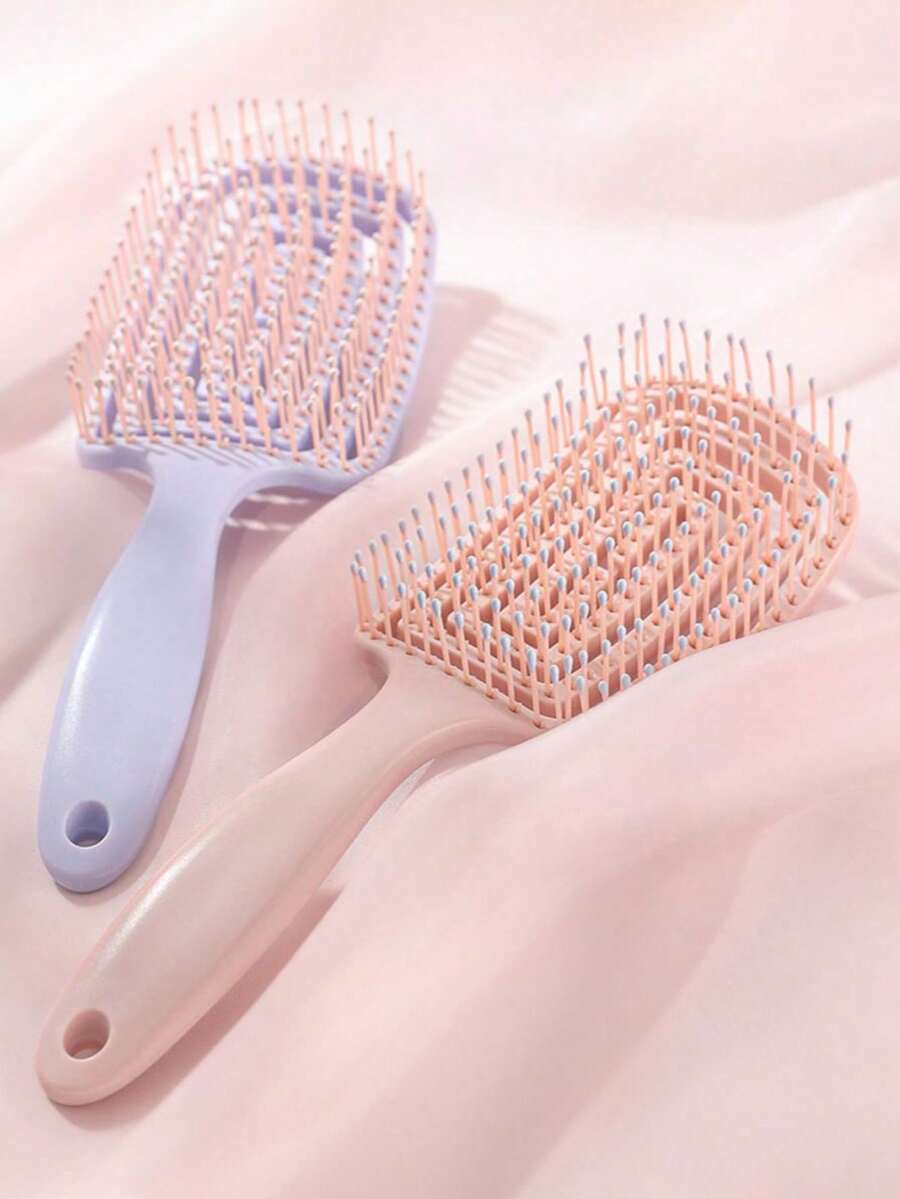 1pc Gold Curling Hair Brush, Professional Salon Styling Comb, Anti-Static Heat-Resistant Aluminum Ceramic Styling Brush, Suitable For All Hair Types - Multicolor - View 1