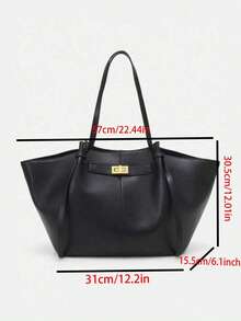 Fashionable Large Capacity Trapezoid Design Luxury PU Leather Women's Shoulder Bag, Designer Chic Lock Closure Handbag, High-Quality Underarm Bag - Multicolor - View 10