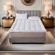 1Pc Hotel Quality Mattress Topper 10cm/ 4-Inch Deep Thick Plush Mattress Pad, Soft Bed Topper With Elastic Straps For Secure Fit, Single Double King Super All Sizes, White, Christmas Gift And  Items - 5ft King - View 9