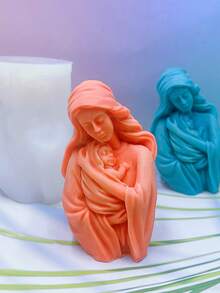 1pc Mother & Child Embracing Silicone Mold, DIY Mother-Child Hug Candle, Wax, Plaster Home Decor Mold For Candle Making, Suitable For Valentine's Day, Mother's Day - White - View 4
