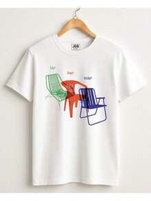 Home Bar Sea Chairs Brazil Vacation T-Shirt 100% Cotton Unisex Men's Women's Plus Size Bar Table Beer - 白色 - 查看 2