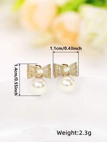 1 Đôi bông tai hình giọt nước thanh lịch đính đá Cubic Zirconia và ngọc trai giả, thích hợp làm quà tặng cho nữ nhân dịp Lễ Tình nhân, đám cưới, lễ đính hôn, kỷ niệm, tiệc tùng, quà tặng cho mẹ, Ngày của Mẹ. - Bạc - Xem 5