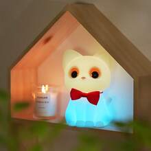 Lámpara de gato ajustable de 7 colores, luz nocturna kawaii con temporizador y carga USB, decoración de dormitorio, regalo de cumpleaños, lámpara de mesita de noche, sensor táctil, regalo lindo para novia, niños - Multicolor - Ver 10