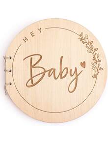 Holz-Baby-Erinnerungsbuch, Erstes 5-Jahre-Andenken-Tagebuch & Fotoalbum, Geschlechtsneutrales Meilenstein-Sammelalbum für Babyjungen oder -mädchen - Verschiedenfarbig - Übersicht 6