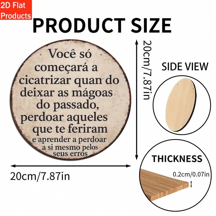 2D平面木质装饰牌匾，1件装 - 葡萄牙语和西班牙语复古语录 - 包含葡萄牙谚语“带着钱来吧”和西班牙语谚语，可壁挂/办公室/咖啡馆/酒吧装饰 - 彩色 - 查看 2