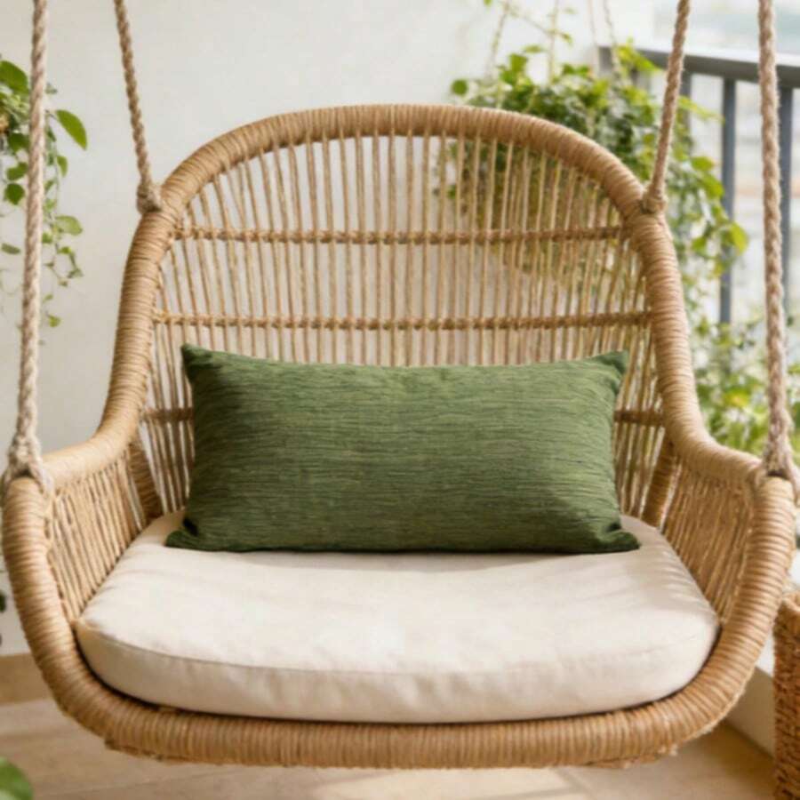 Cojín de textura fina de color liso, dos tamaños: 30 x 50 cm/45 x 45 cm, 9 colores, ideal para sofá y dormitorio. - Verde Oliva - Ver 1