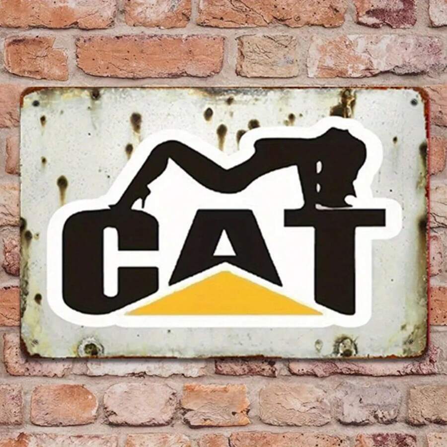 Vintage Caterpillar Tractor 8x12" Tin Sign - Rustic "Chat" Design, Durable Iron Decor For Garage Farm Outdoor - màu sắc - Xem 1