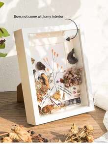Dried Flower Frame, DIY 3D Hollow Wooden Specimen Display Frame, Model Showcase Photo Frame - White - View 11
