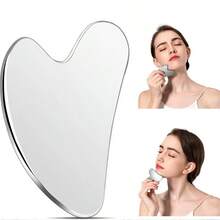 Stainless Steel Heart-Shaped Gua Sha Board, Suitable For Facial Massage, Portable Muscle Relaxation Massage Board, Stainless Steel Facial Gua Sha Board, Facial Massage Tool, Smooth Metal Gua Sha Board, Suitable For Face And Body, Reduce Swelling, Gua Sha Massage Tool, Heart-Shaped Design, Stainless Steel Facial Gua Sha Board, For Facial Metal Gua Sha, Tightening Skin, Full Body, Eye And Neck Massager - Multicolor - View 1