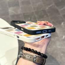 Chic Magnetic Case For IPhone11/12/13/14/15/16/Promax Colorful Square Pattern MagSafe Ready, Anti-Slip, Ultra Thin |   Aesthetic Touch For Daily Use KAWE - 灰色 - 查看 10