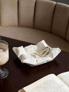 1件创意原创皱纹陶瓷首饰托盘，桌面首饰收纳碟，戒指项链香炉艺术装饰托盘，玄关钥匙架，香炉托盘，适用于客厅、玄关、首饰收纳 - 彩色 - 查看 10
