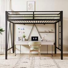 Allewie 72 Inches Tall Loft Bed Twin Size With Ladder And Safety Guardrail For Teens And Adults, Heavy Duty Metal Single Bunk Bed For Small Space, Noise Free, Black - màu đen - Xem 1